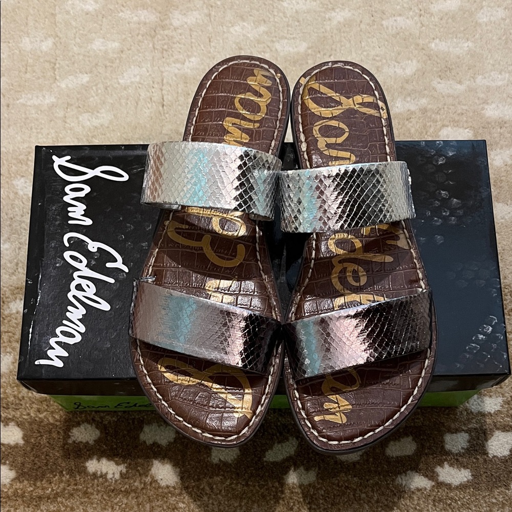 Sam Edelman Metallic Double Strap Sandals
